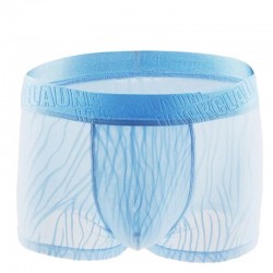Boxer transparent de couleur bleu ciel avec bande élastique