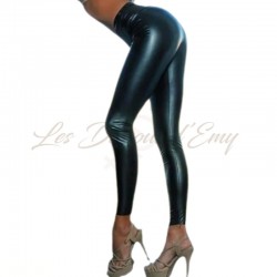 Legging Sexy effet cuir de couleur noire