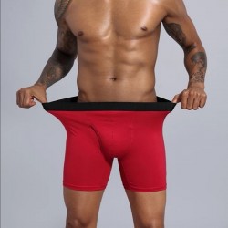 Boxer LONG de couleur rouge avec un élastique noir