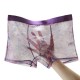 Boxer transparent violet à motifs accompagné de sa large bordure élastique 