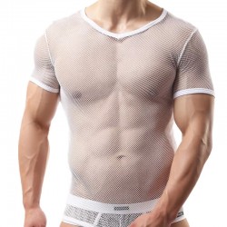T-shirt Sexy à résille blanche transparent